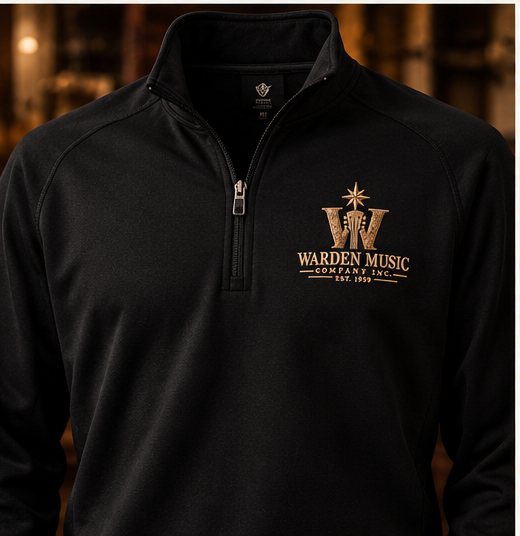 Black quarter-zip with the crest embroidered on the left chest